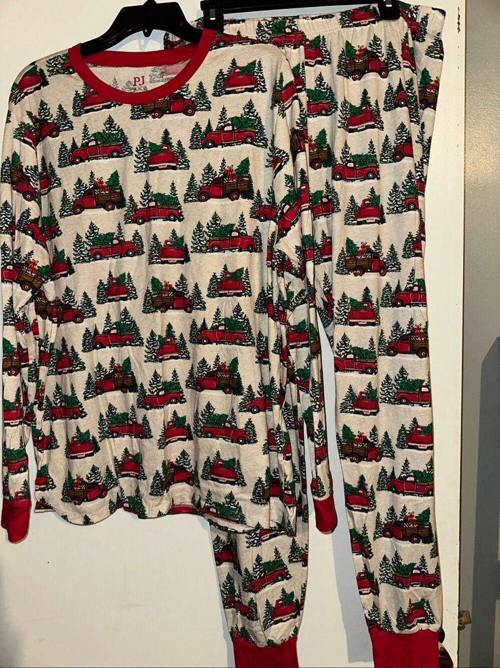 PJ Place Christmas Flannel Pajamas 2 pc. Unisex Adult XXXL Red Truck Tree Print